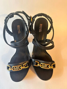 Michael Kors Black Chain Block Heels US 10 M